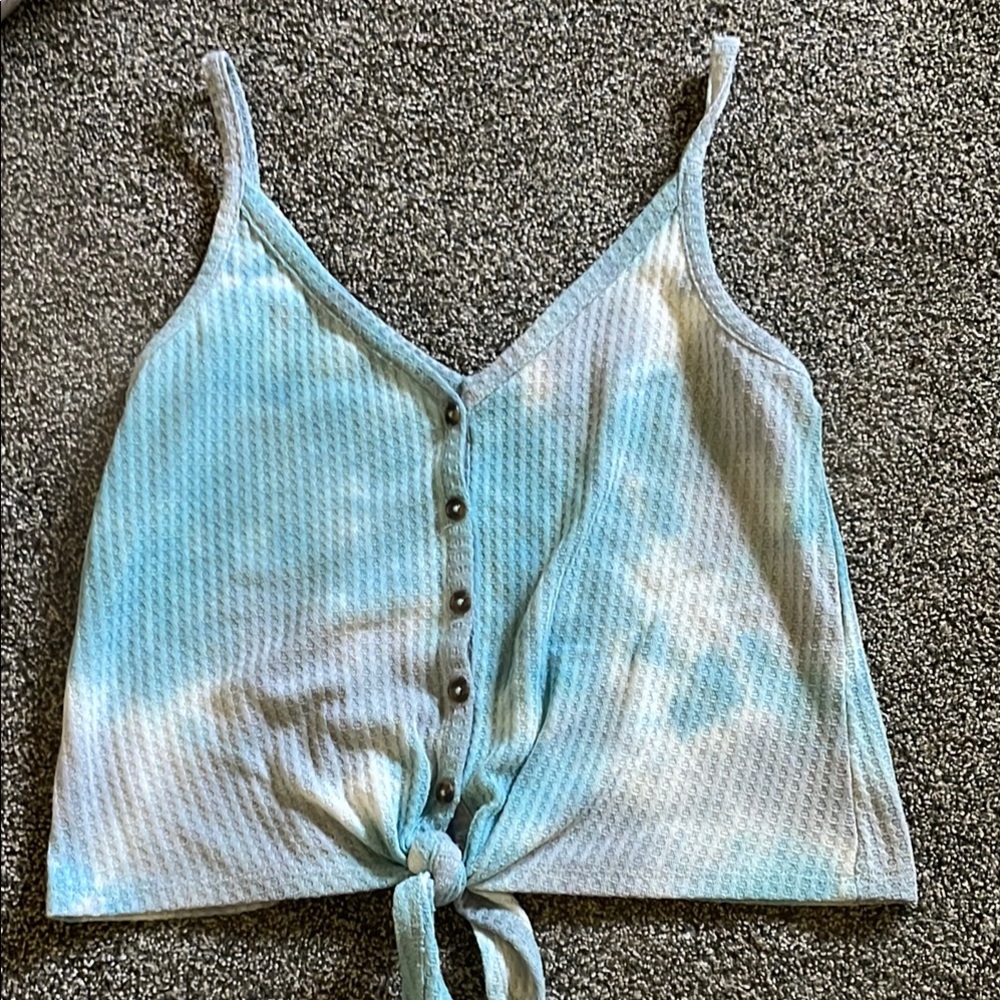 Blue Tie-Dye Button-Up Women's Top